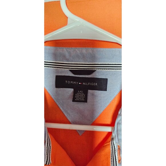 Tommy Hilfiger Polo Shirt Men’s Large Orange Short Sleeve Casual New Without Tag - Picture 2 of 3